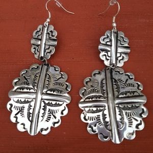 Western Style Silver Earrings